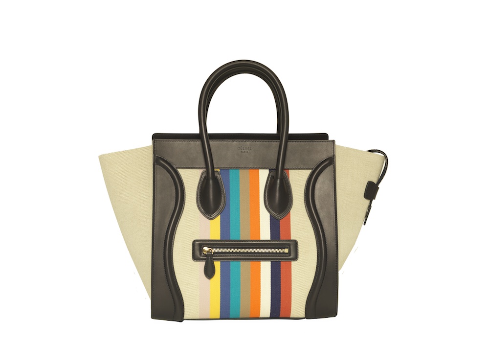 Celine Multicolor Stripe Canvas and Leather Mini Luggage Tote at
